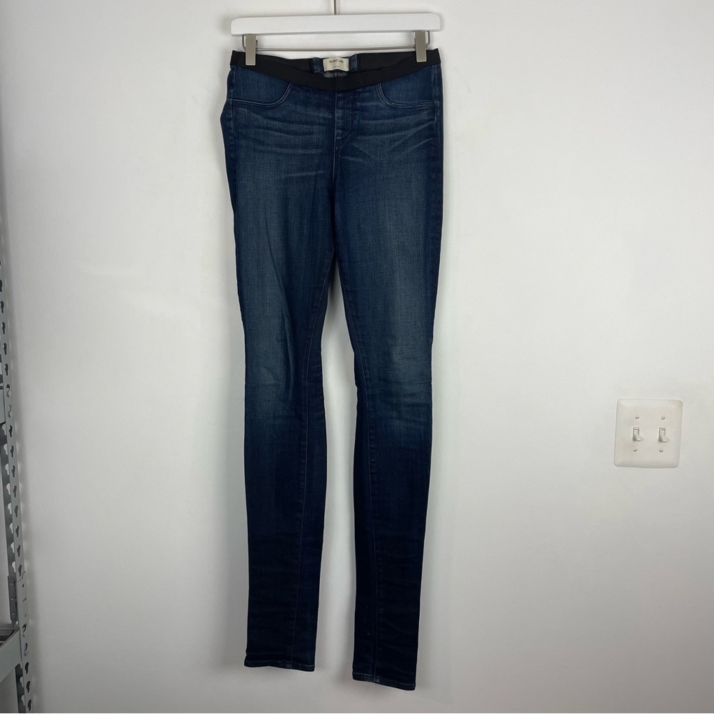 Helmut Lang Jeans Jeggins Size 26 Dark Blue Wash Skinny Jeans Elastic Waist